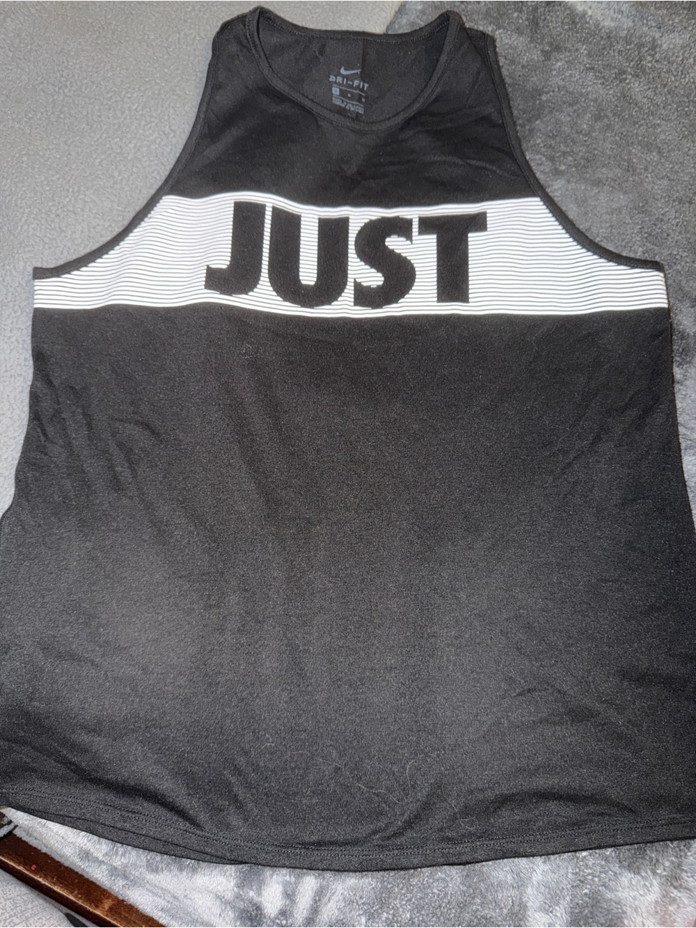 Nike Black Dri-FIT Tank with White 'JUST' Panel